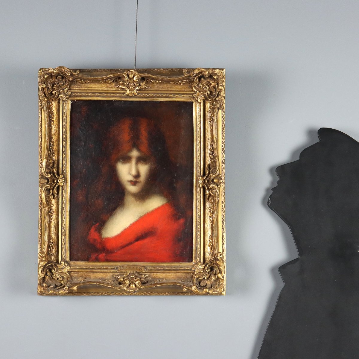 Dipinto Antico Attribuito a Jean-Jacques Henner Ritratto Femminile '800-photo-2