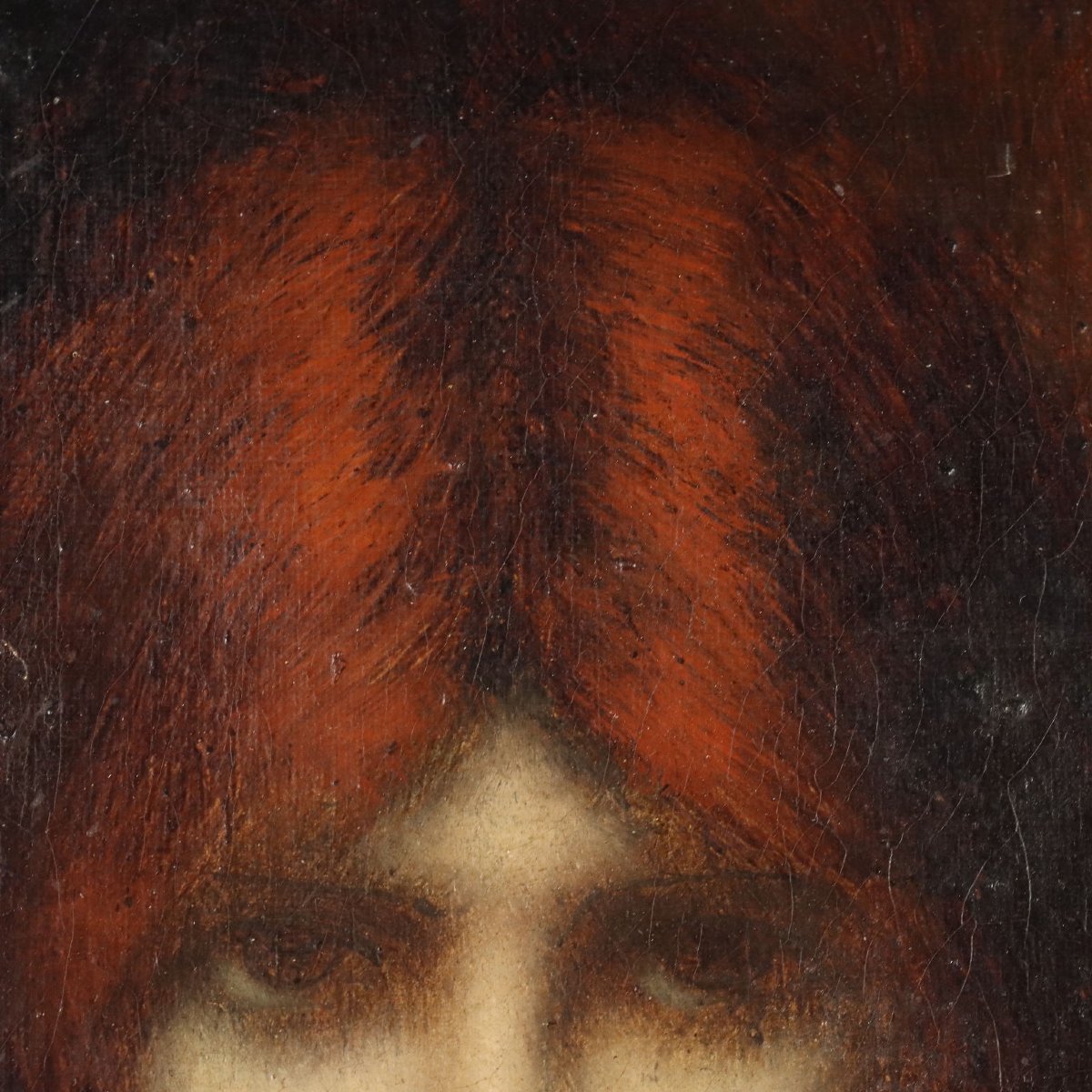 Dipinto Antico Attribuito a Jean-Jacques Henner Ritratto Femminile '800-photo-1