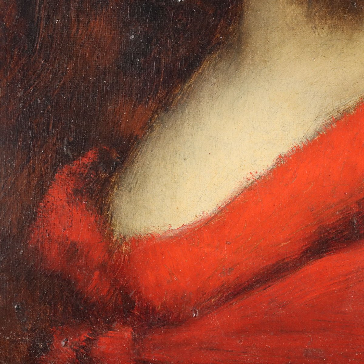 Dipinto Antico Attribuito a Jean-Jacques Henner Ritratto Femminile '800-photo-2