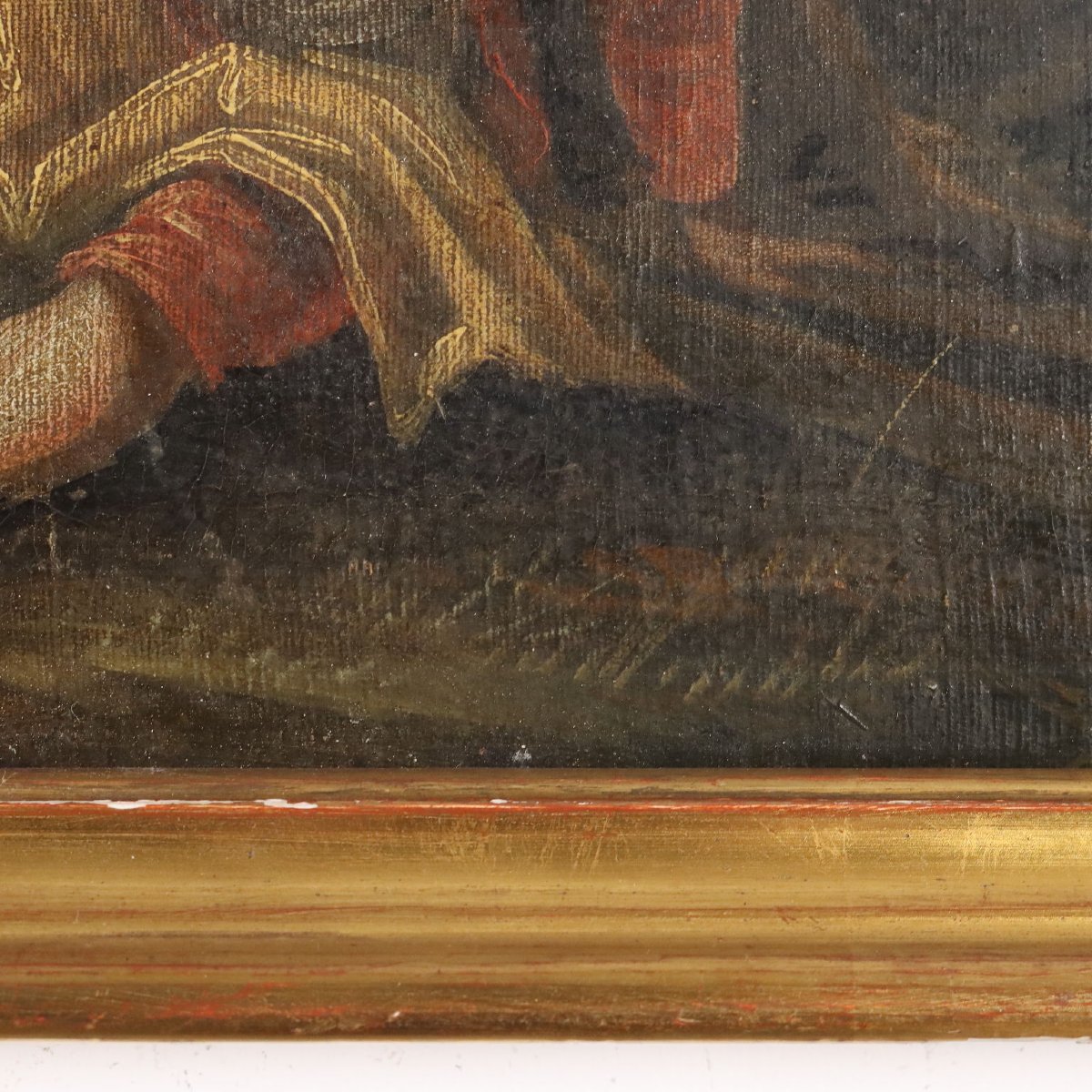 Quadro Antico Dipinto Olio su Tela Scuola Francese '700 Originale-photo-5