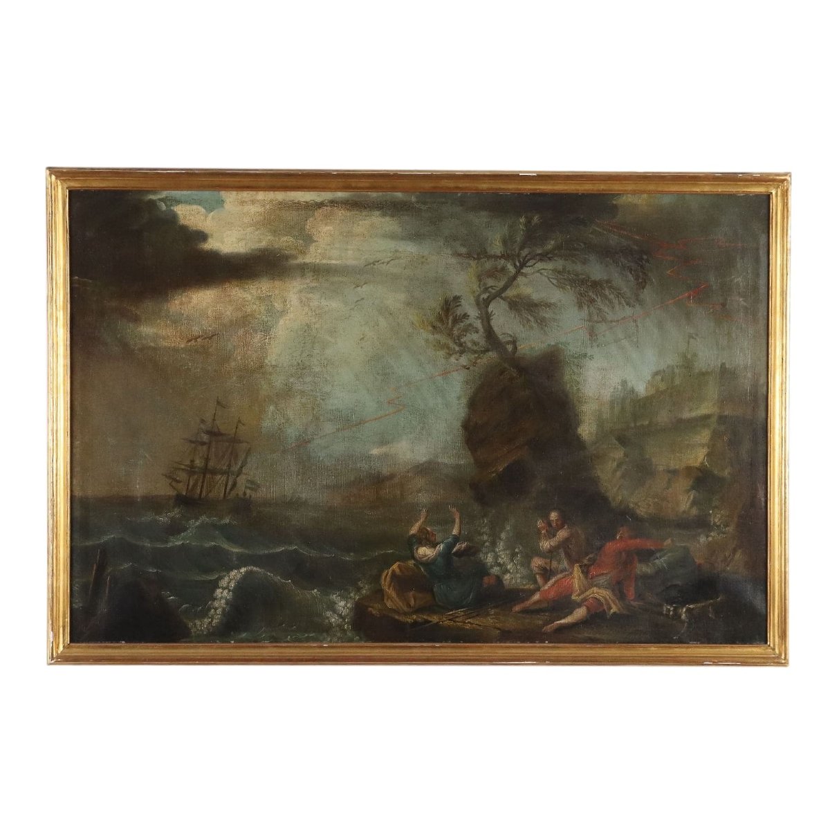 Quadro Antico Dipinto Olio su Tela Scuola Francese '700 Originale