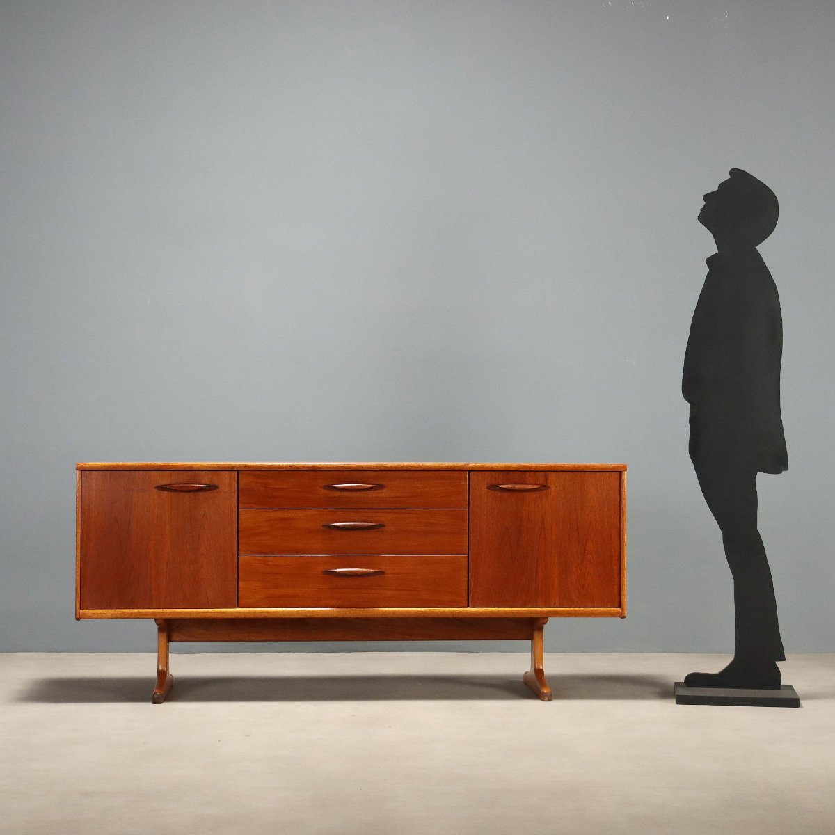 Sideboard Vintage Impiallacciato Teak Design Regno Unito Anni 60 Originale-photo-2