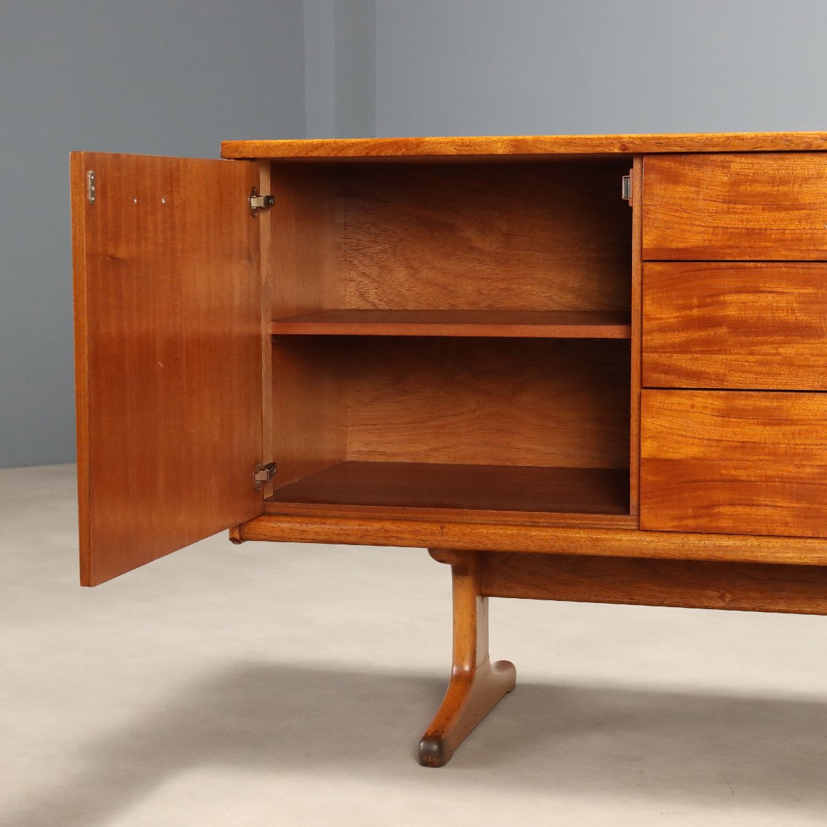 Sideboard Vintage Impiallacciato Teak Design Regno Unito Anni 60 Originale-photo-1