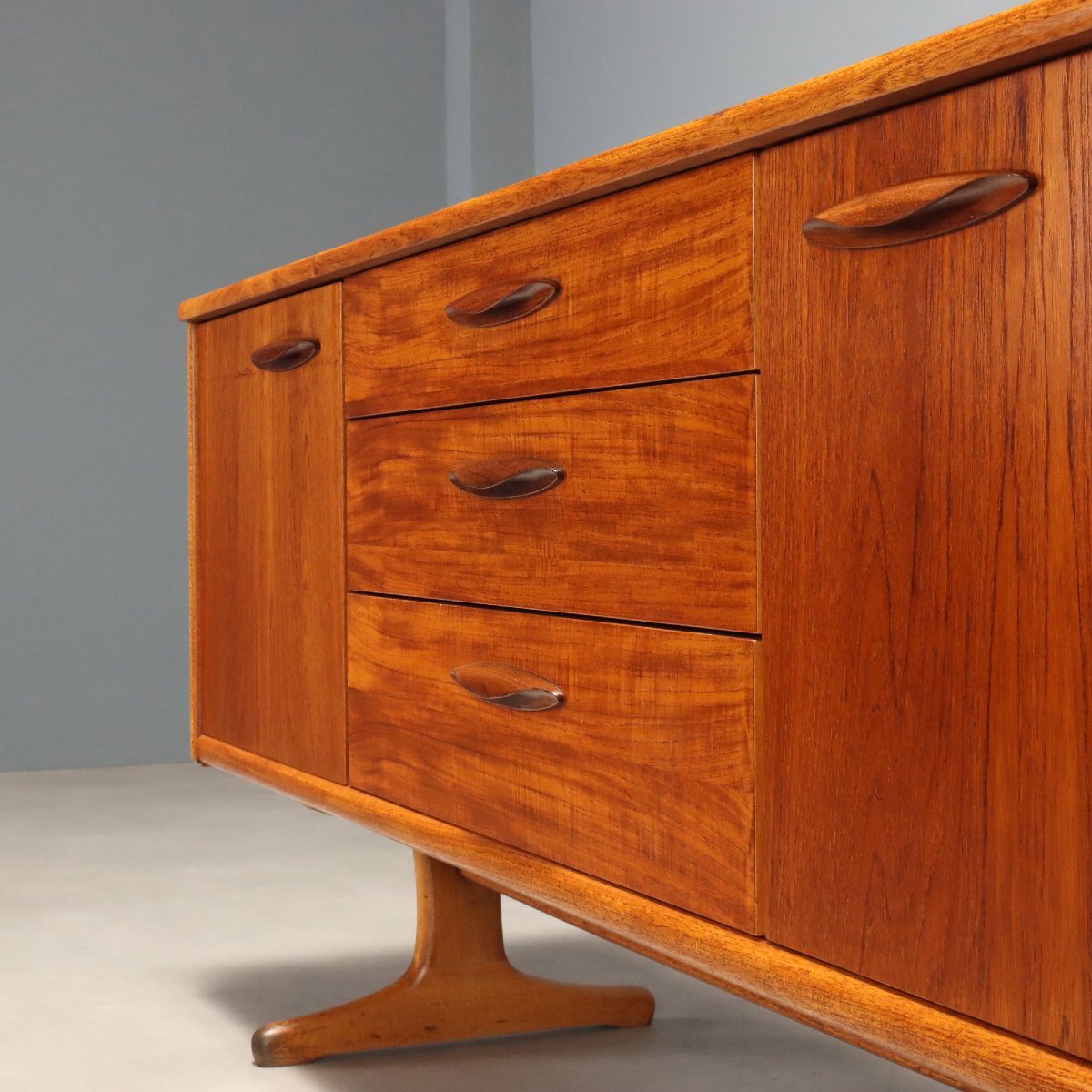 Sideboard Vintage Impiallacciato Teak Design Regno Unito Anni 60 Originale-photo-2