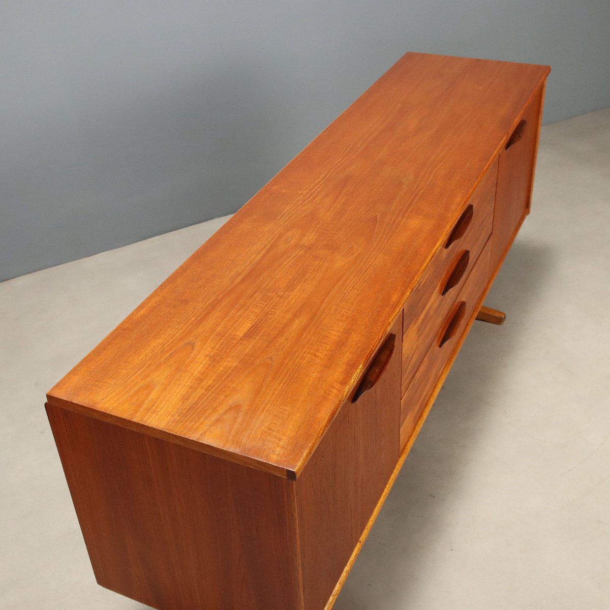 Sideboard Vintage Impiallacciato Teak Design Regno Unito Anni 60 Originale-photo-3