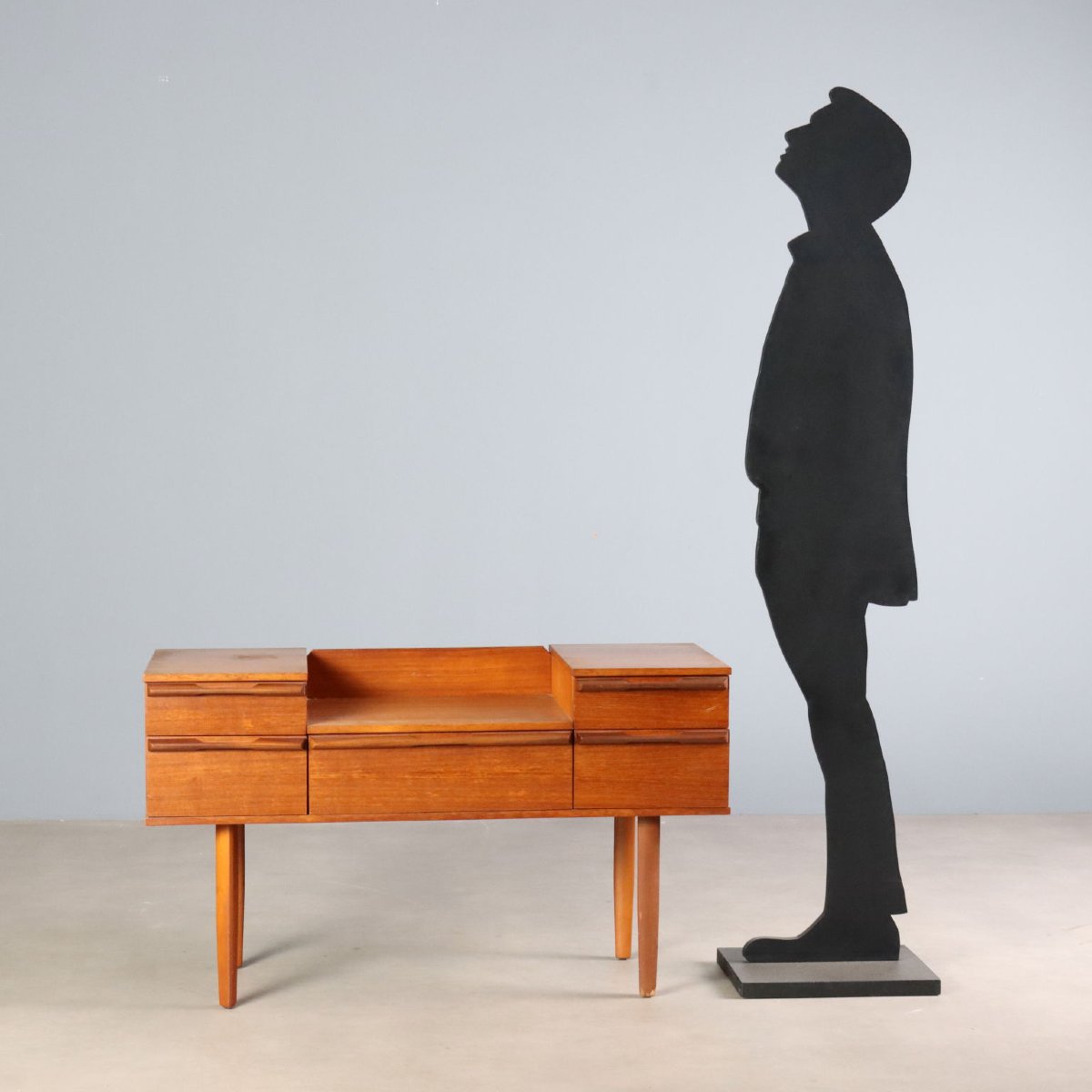 Mobile Toilette Vintage Teak con Cassetti Regno Unito Anni 60 Originale-photo-2