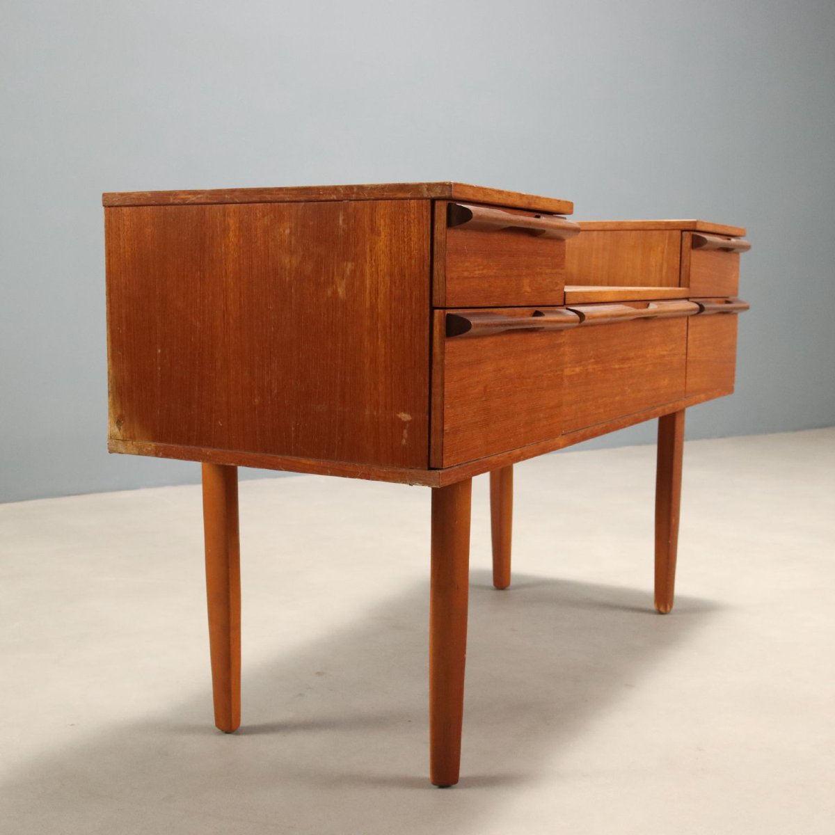 Mobile Toilette Vintage Teak con Cassetti Regno Unito Anni 60 Originale-photo-4