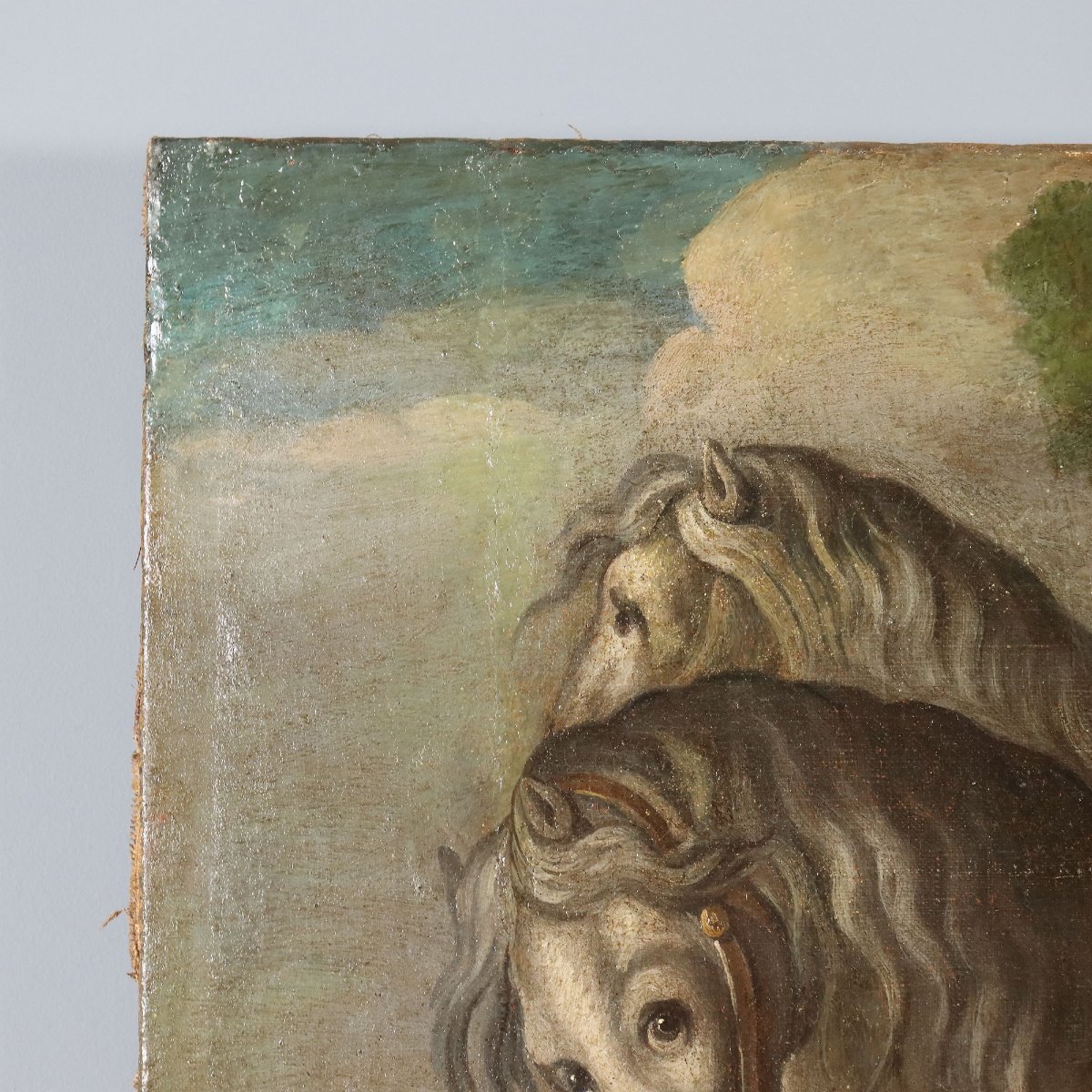 Dipinto Antico Battesimo dell'Eunuco Olio su Tela XVII Secolo Originale-photo-6