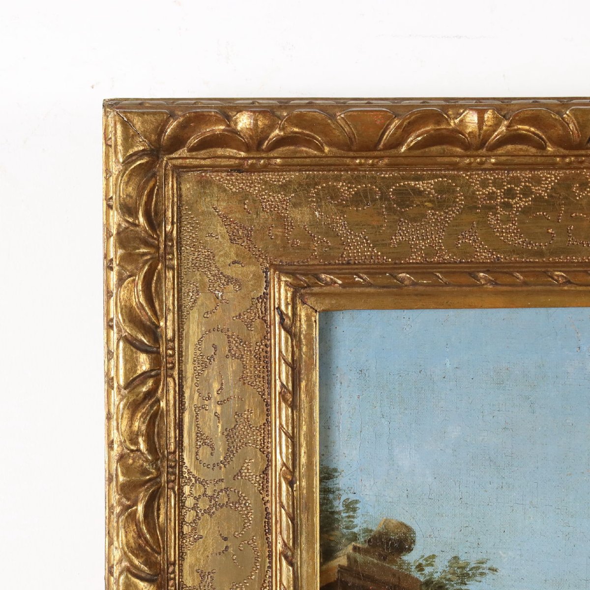 Quadro Antico Dipinto Capriccio Architettonico Olio su Tela '700-photo-7
