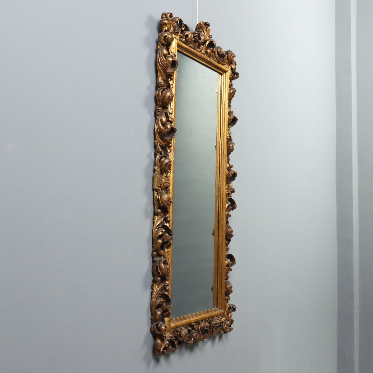 Specchiera in Stile Barocco in Legno Dorato Italia XX Secolo-photo-3
