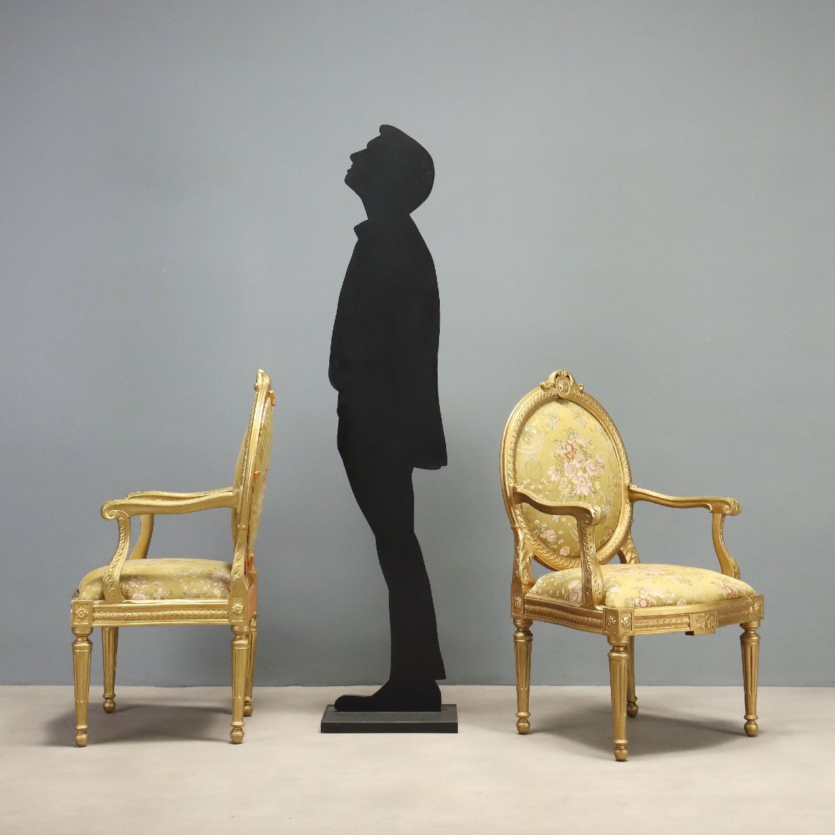 Gruppo di Dieci Poltroncine Neoclassiche in Legno Dorato Italia, terzo quarto XIX Secolo-photo-2