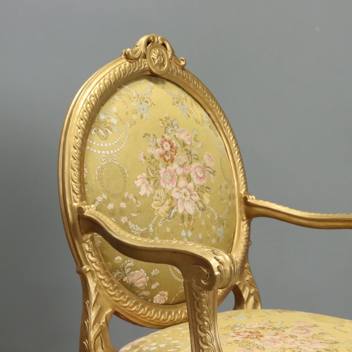 Gruppo di Dieci Poltroncine Neoclassiche in Legno Dorato Italia, terzo quarto XIX Secolo-photo-4