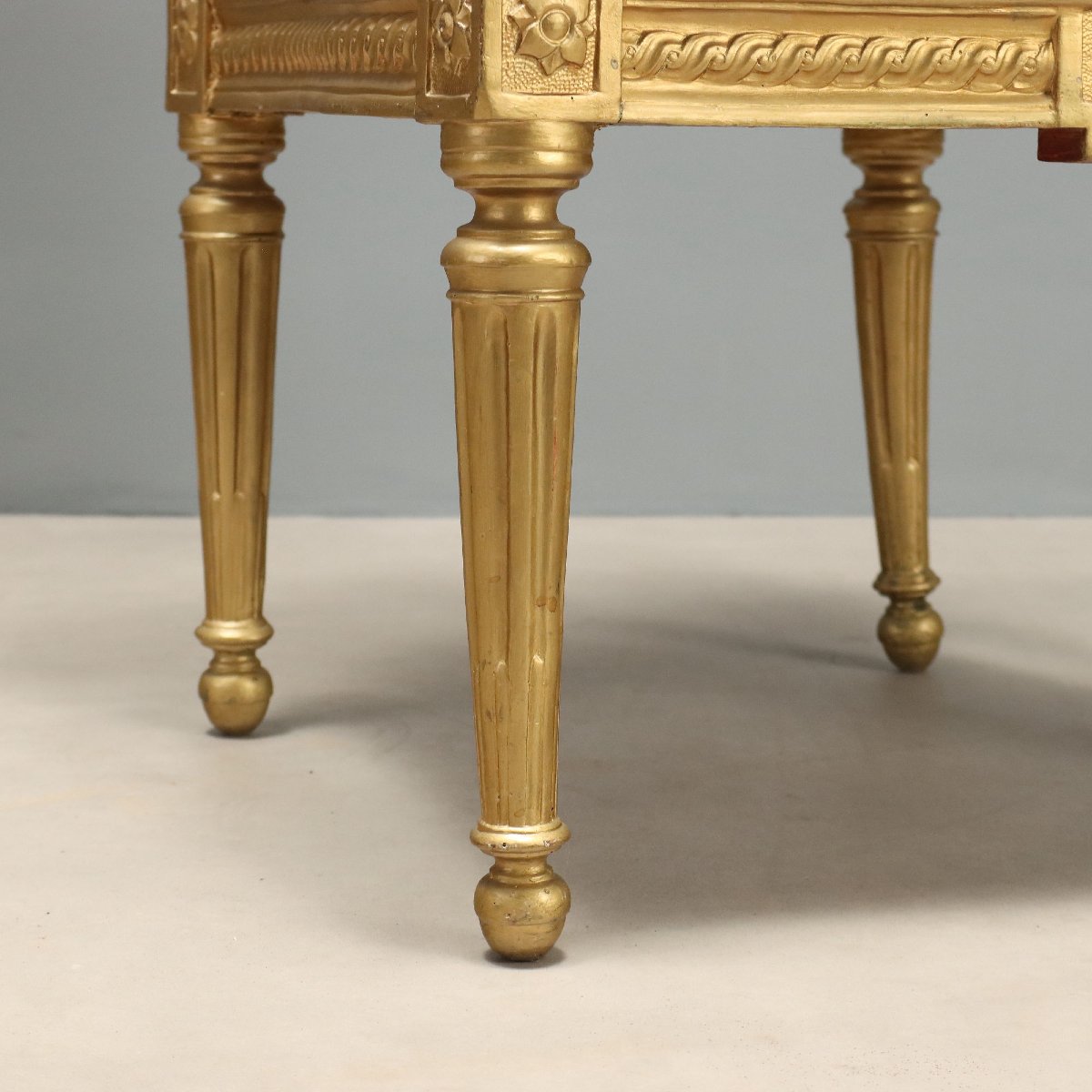 Gruppo di Dieci Poltroncine Neoclassiche in Legno Dorato Italia, terzo quarto XIX Secolo-photo-5