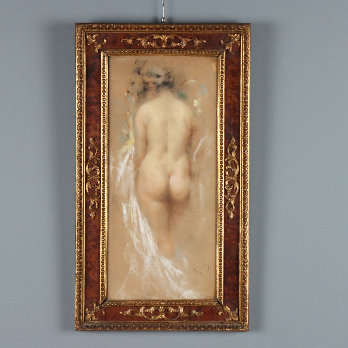Dipinto Antico Firmato Vincenzo Caprile Nudo Femminile XIX Secolo