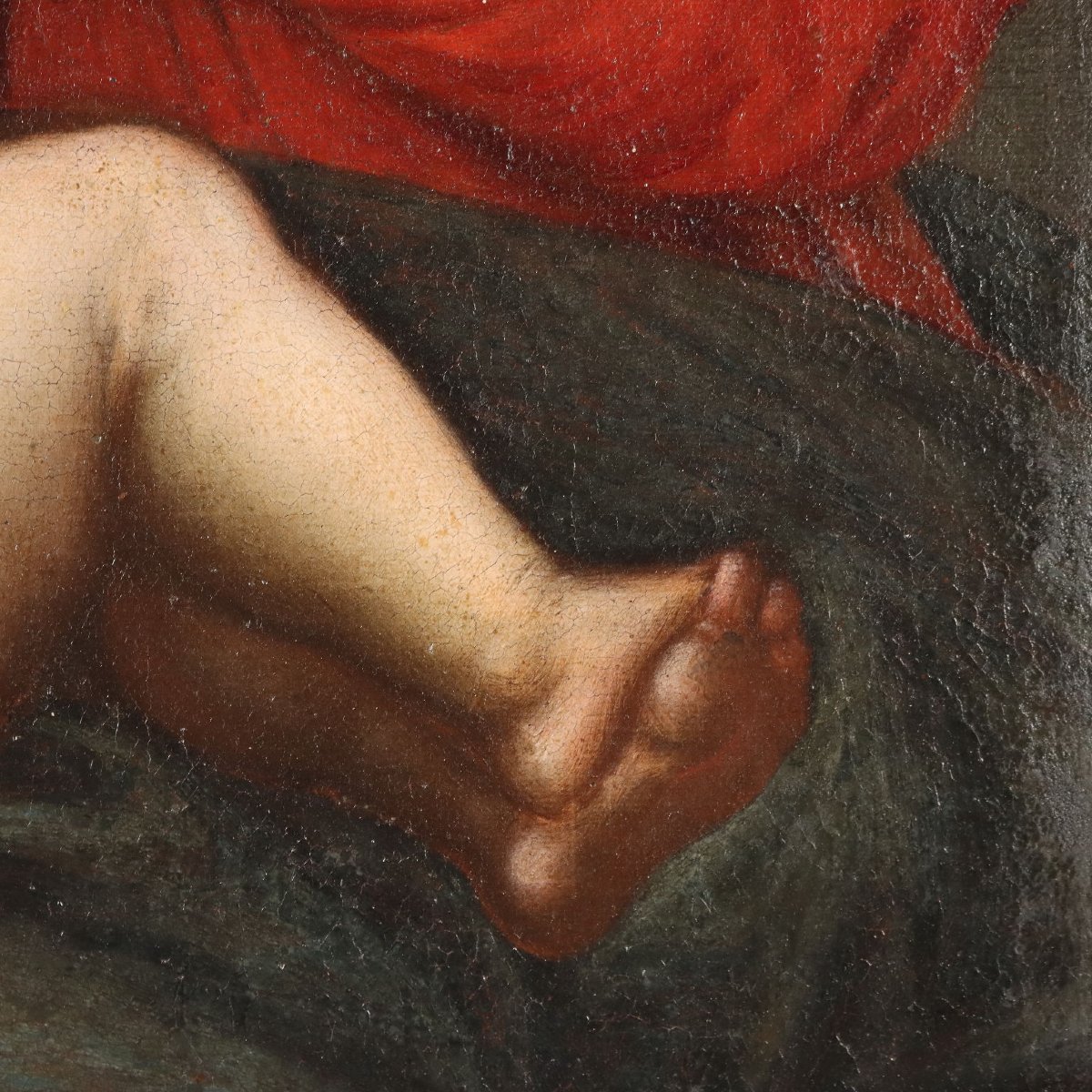 Dipinto Antico Madonna con Bambino e San Giuseppe Scuola Emiliana XVII Secolo-photo-3