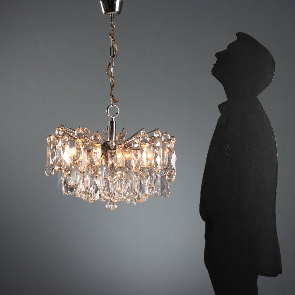 Lampada a Sospensione Vintage Metallo Vetro Design Italia Anni 70 Originale-photo-2