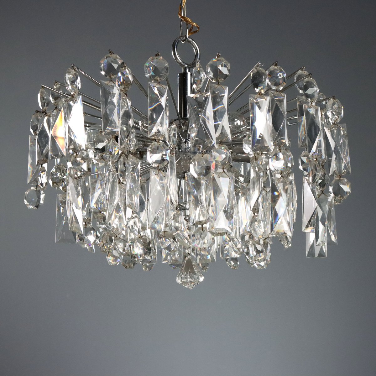 Lampada a Sospensione Vintage Metallo Vetro Design Italia Anni 70 Originale-photo-4