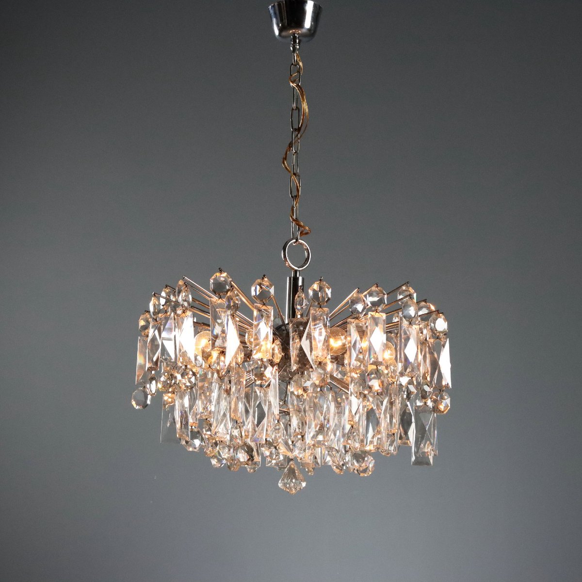 Lampada a Sospensione Vintage Metallo Vetro Design Italia Anni 70 Originale