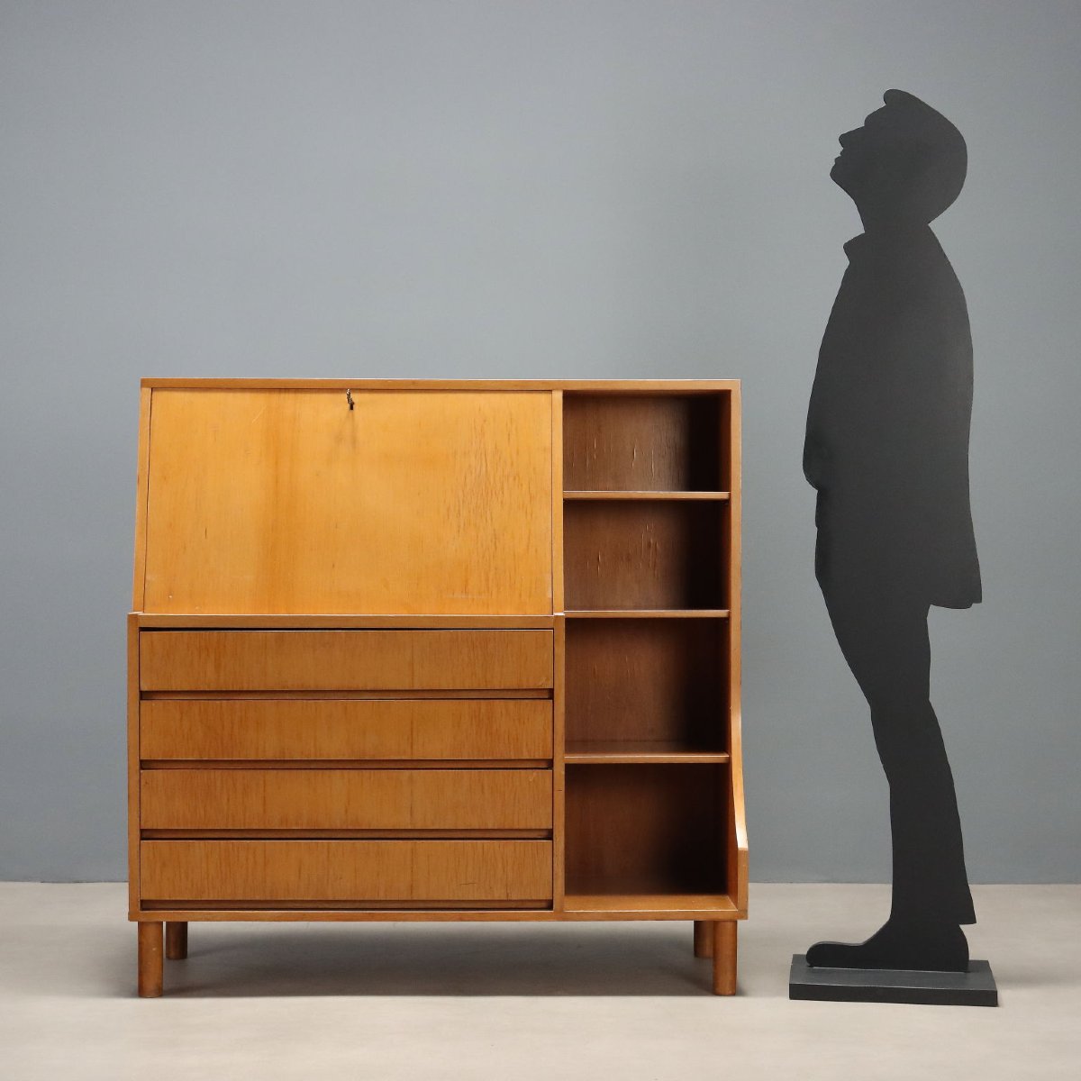 Mobile Vintage con Ribalta Acero Cassetti Design Anni 60 Originale-photo-2