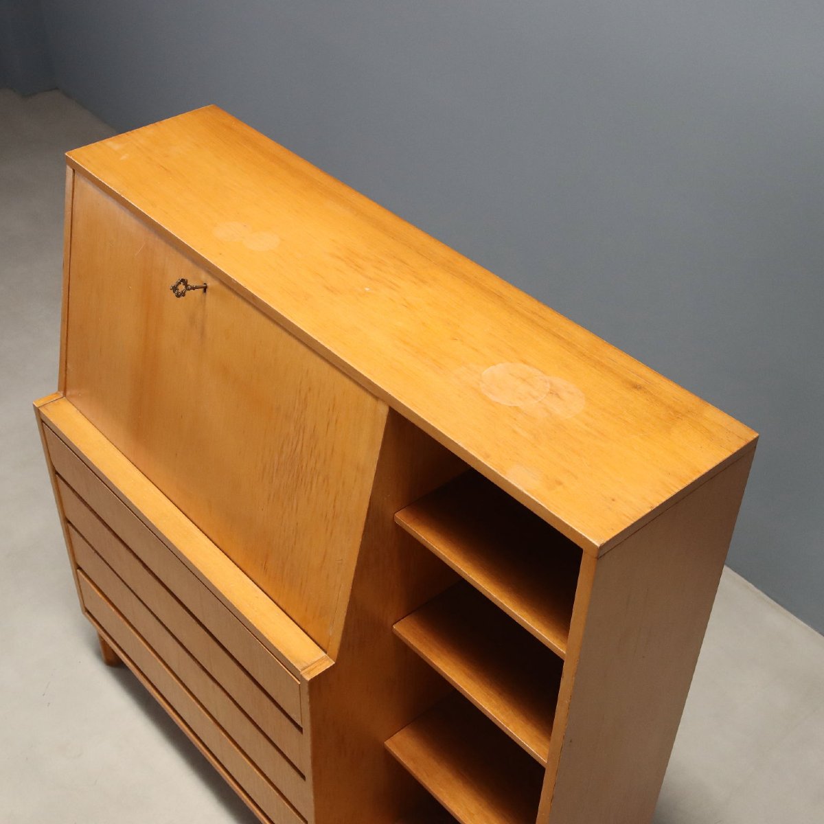 Mobile Vintage con Ribalta Acero Cassetti Design Anni 60 Originale-photo-1