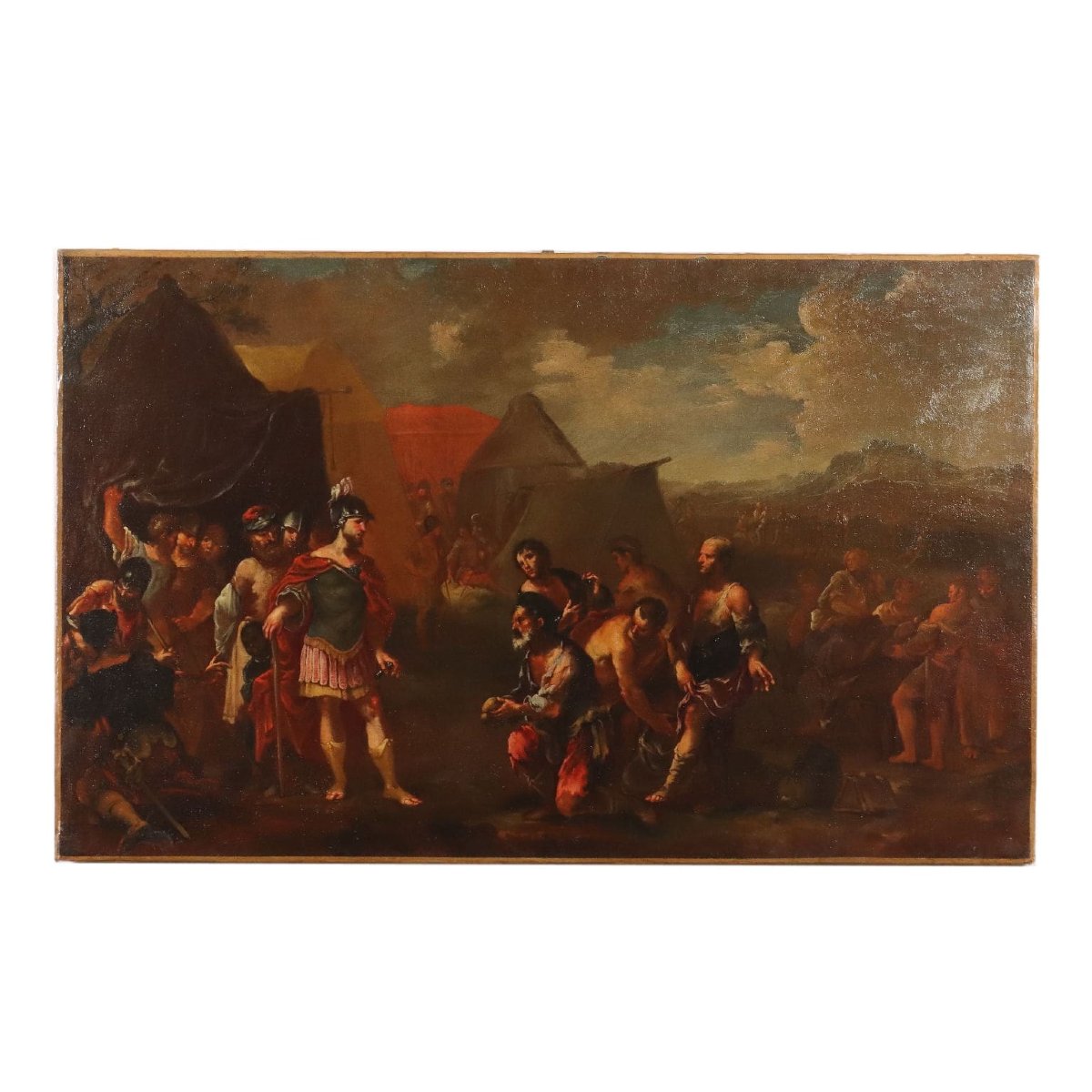 Quadro Antico Dipinto con Soggetto Storico Olio su Tela '600-'700