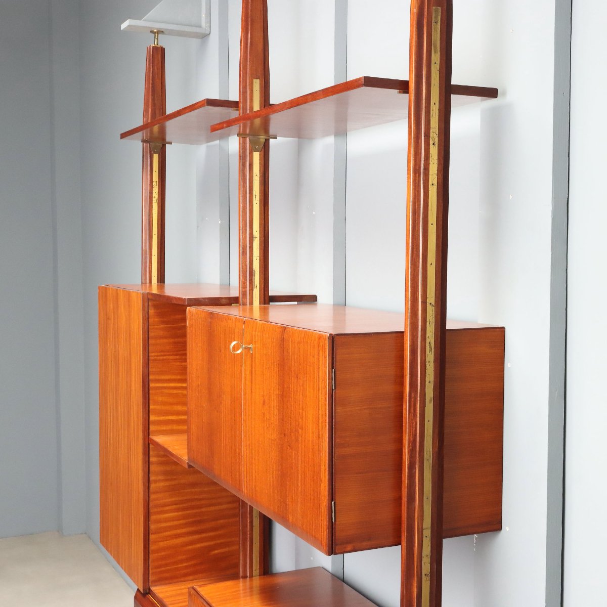 Libreria Terra-Cielo Vintage Impiallacciata Mogano Design Anni 50-60 Originale-photo-4