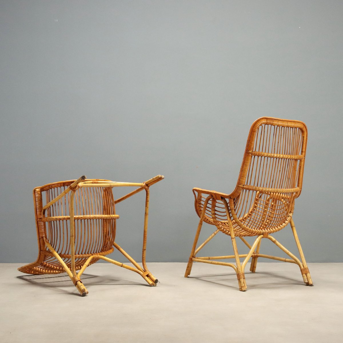 Poltrone Vintage Rattan Bambù Design Italia Anni 70-photo-1