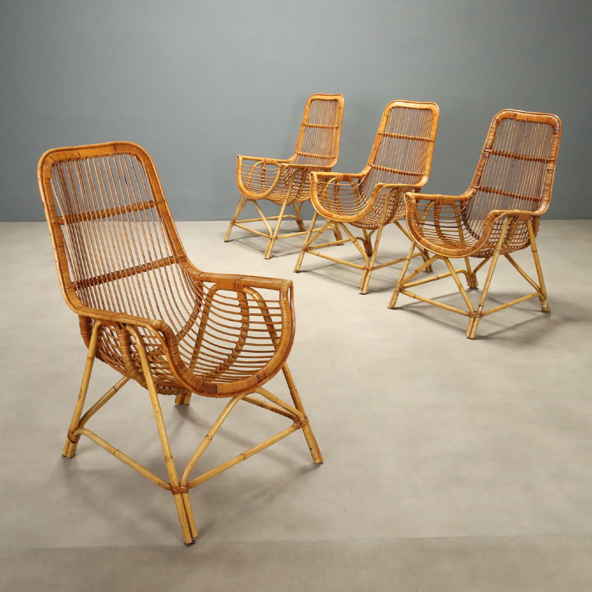 Poltrone Vintage Rattan Bambù Design Italia Anni 70