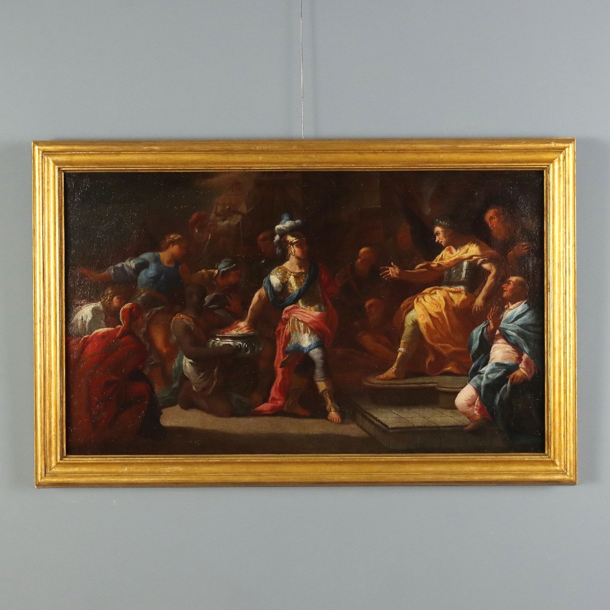 Dipinto Antico Muzio Scevola Davanti a Porsenna Olio su Tela '600 Originale