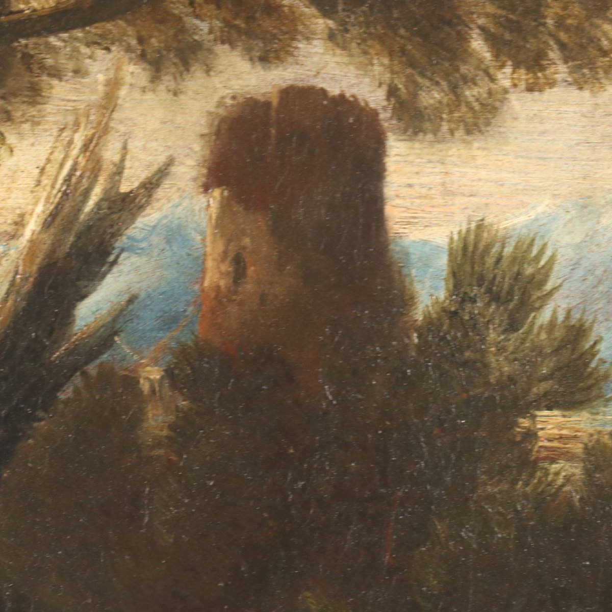 Paesaggio Fluviale con Figure Dipinto Antico Olio su Tela XVIII Secolo Originale-photo-4
