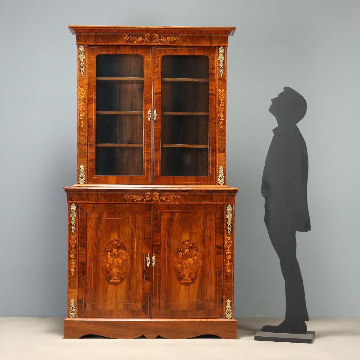 Credenza in Noce con Intarsi Floreali Inglese Inghilterra Fine XIX Secolo-photo-2
