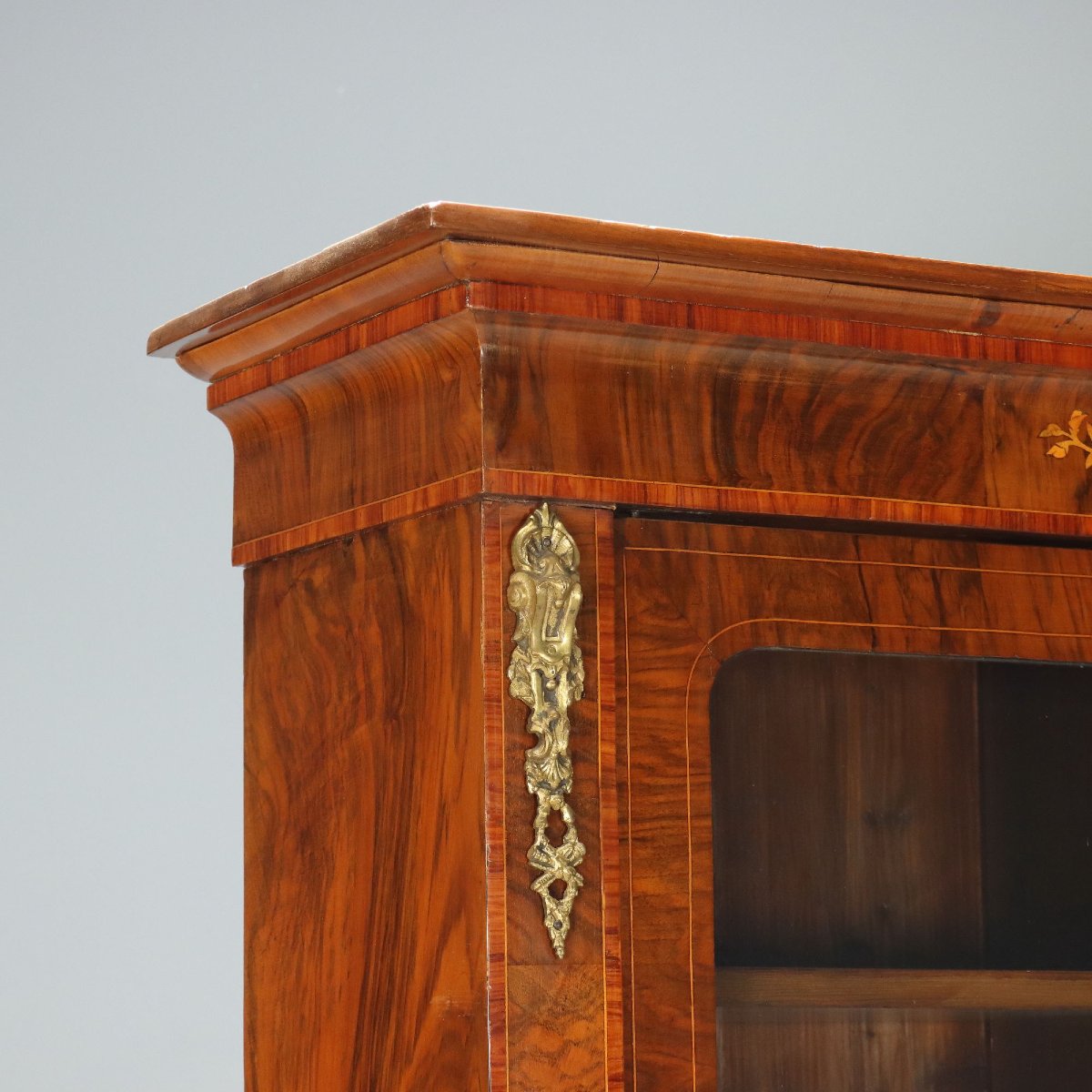 Credenza in Noce con Intarsi Floreali Inglese Inghilterra Fine XIX Secolo-photo-5
