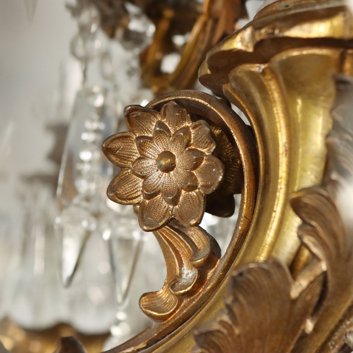 Lampadario in Bronzo Dorato e Vetro Italia Fine XIX Secolo-photo-2