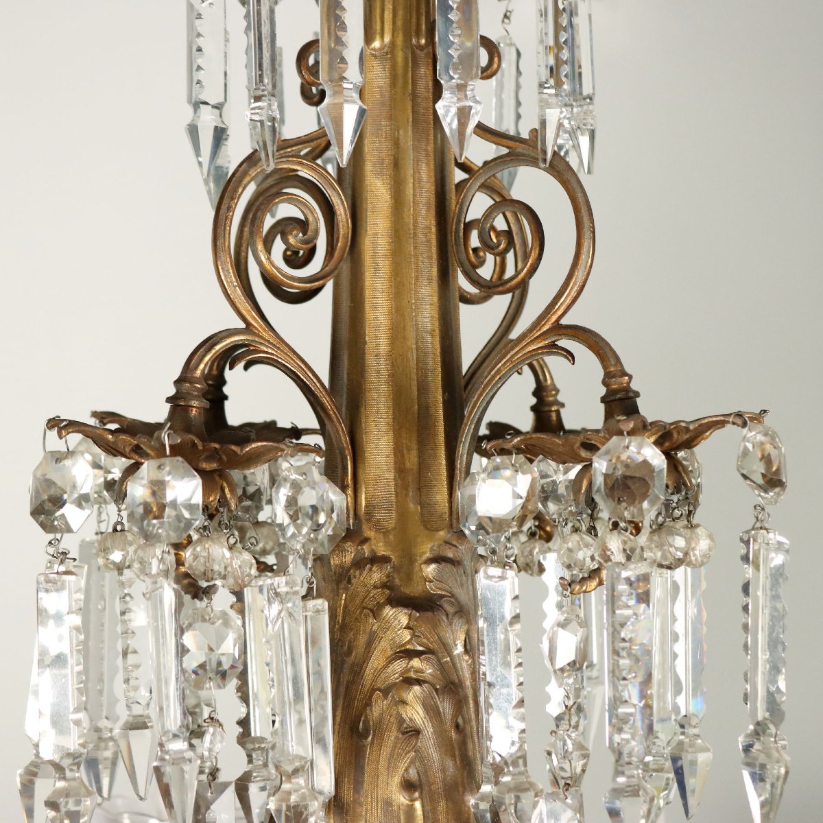 Lampadario in Bronzo Dorato e Vetro Italia Fine XIX Secolo-photo-6