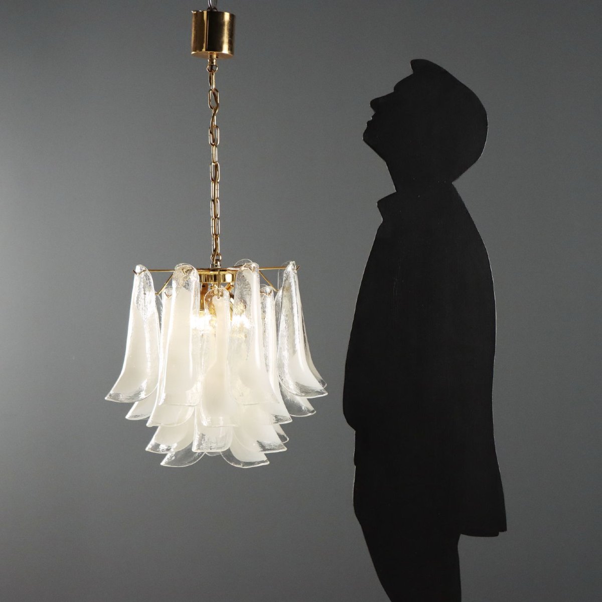 Lampadario Vintage Novaresi Milano Vetro Ottone Design Anni 80 Originale-photo-2