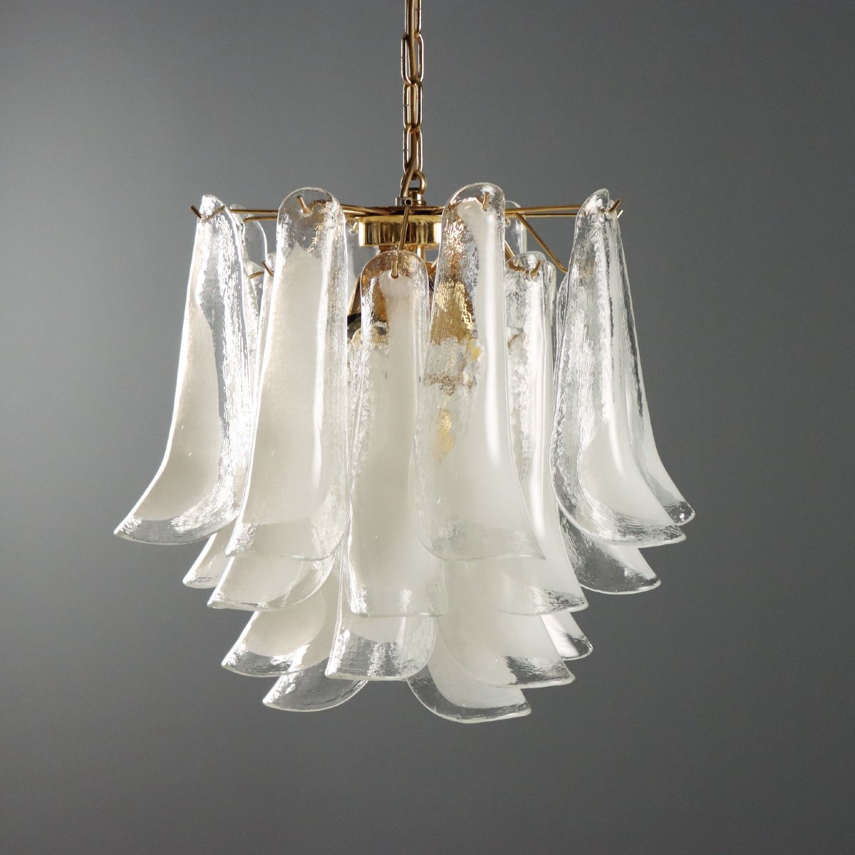 Lampadario Vintage Novaresi Milano Vetro Ottone Design Anni 80 Originale-photo-3