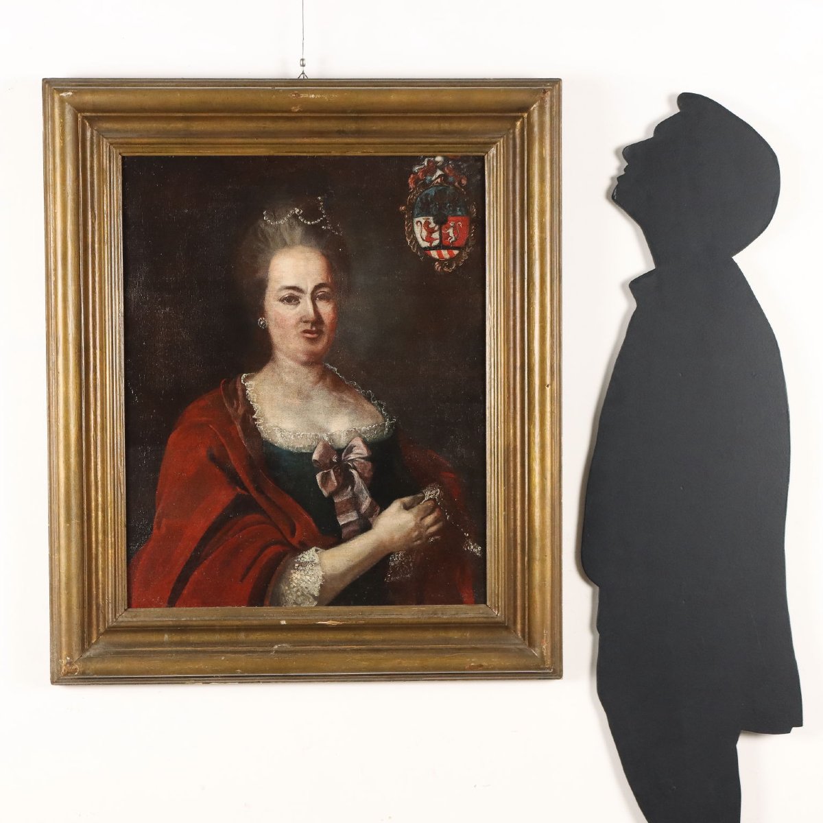 Dipinto Antico Ritratto di Nobildonna Olio su Tela XVIII Secolo Restaurato-photo-2