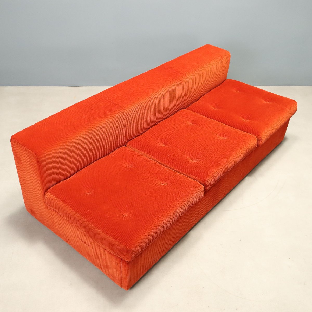 Divano Zanotta Vintage Tessuto Color Mattone Design Anni 70-80-photo-3