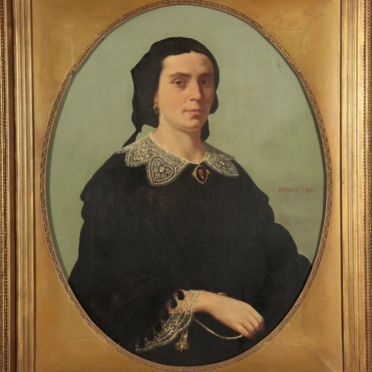 Quadro Antico Dipinto Firmato Achille Zo Olio su Tela XIX Secolo-photo-3