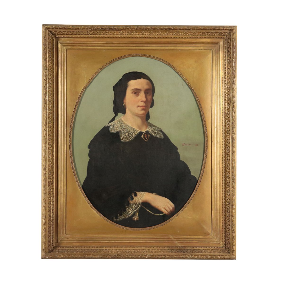 Quadro Antico Dipinto Firmato Achille Zo Olio su Tela XIX Secolo