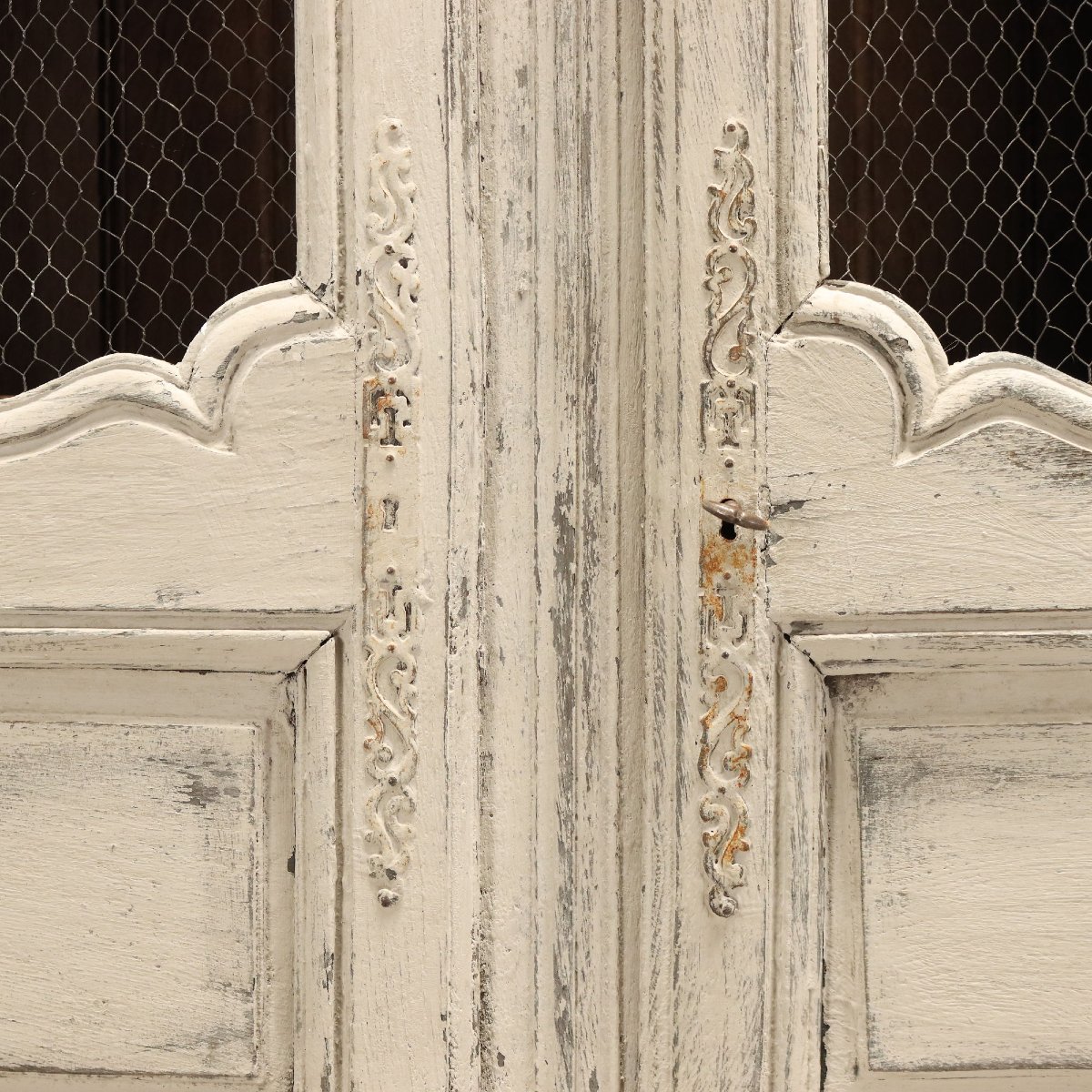 Credenza Provenzale in Rovere Laccato Grigio Francia Fine XVIII Secolo-photo-3