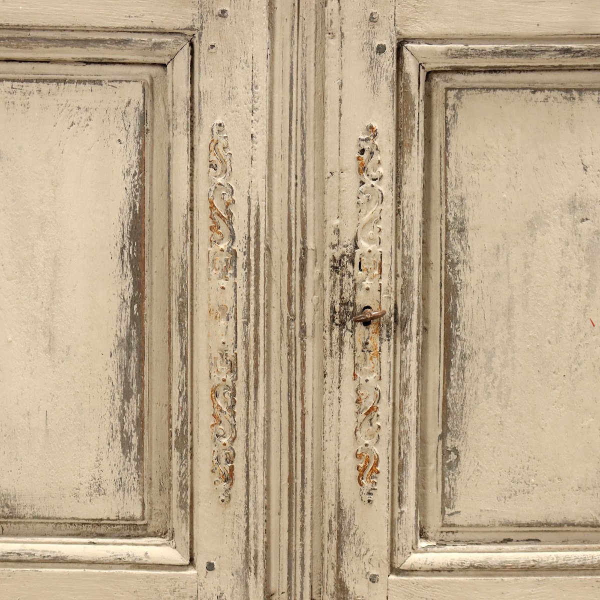 Credenza Provenzale in Rovere Laccato Grigio Francia Fine XVIII Secolo-photo-1