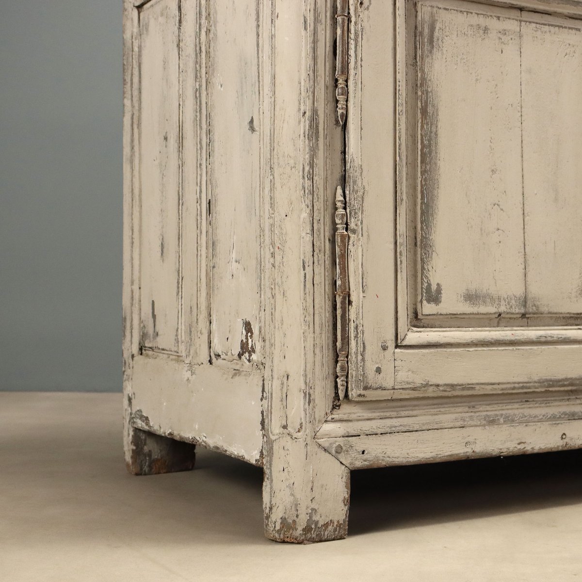 Credenza Provenzale in Rovere Laccato Grigio Francia Fine XVIII Secolo-photo-4