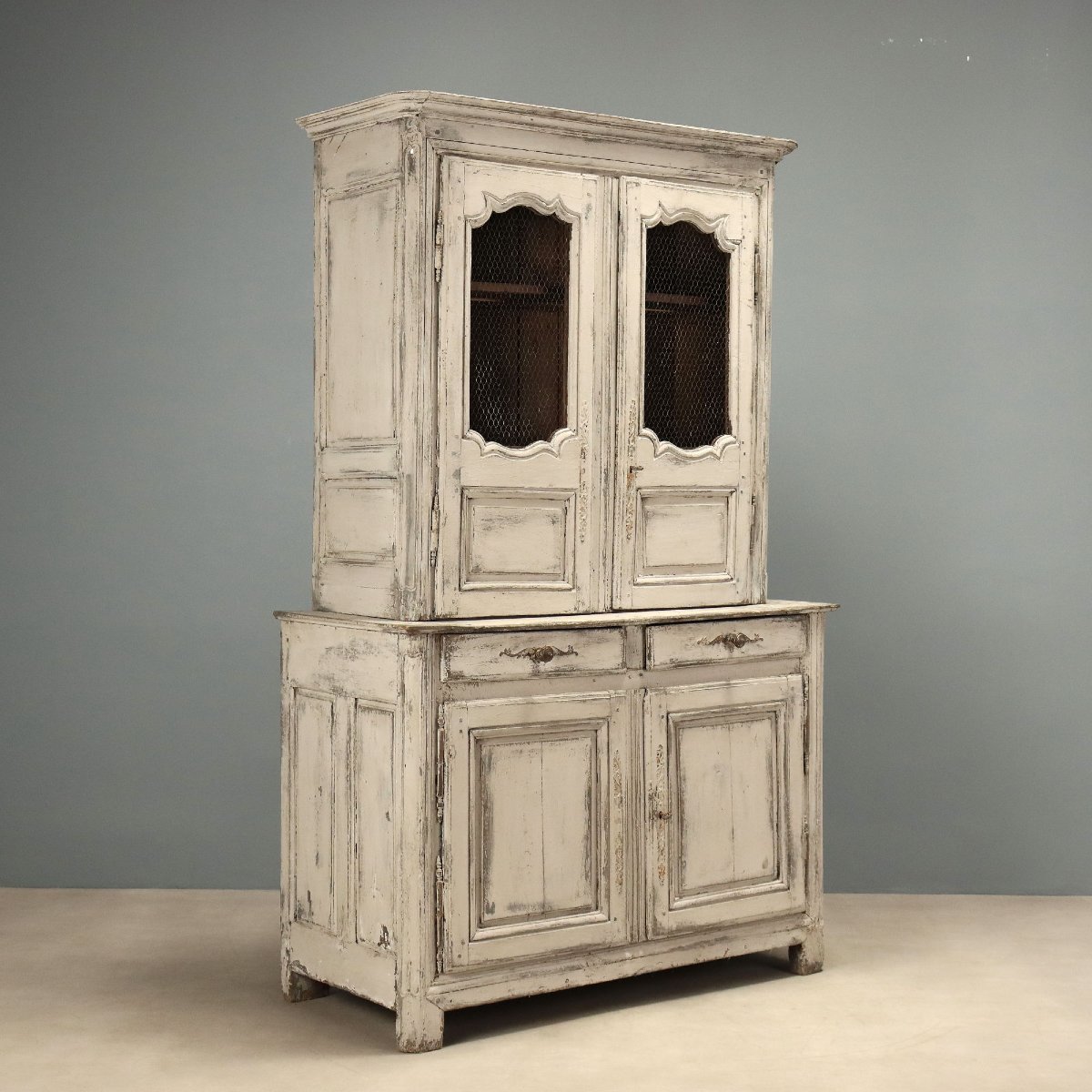 Credenza Provenzale in Rovere Laccato Grigio Francia Fine XVIII Secolo