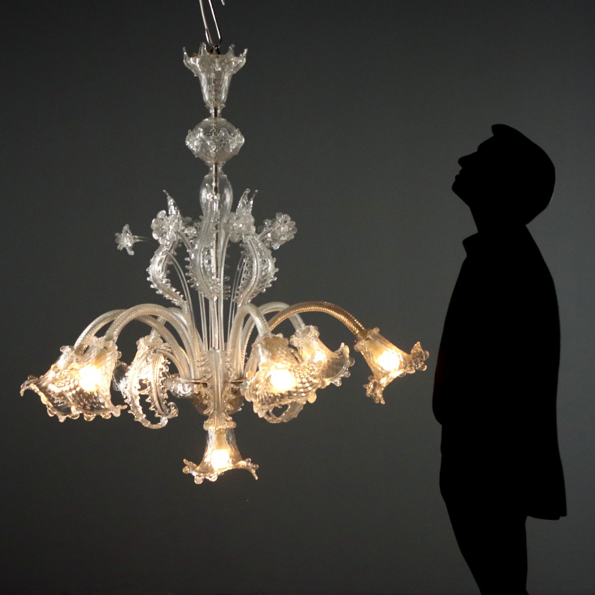 Lampadario in Vetro Soffiato di Murano Murano Fine XIX Secolo-photo-2