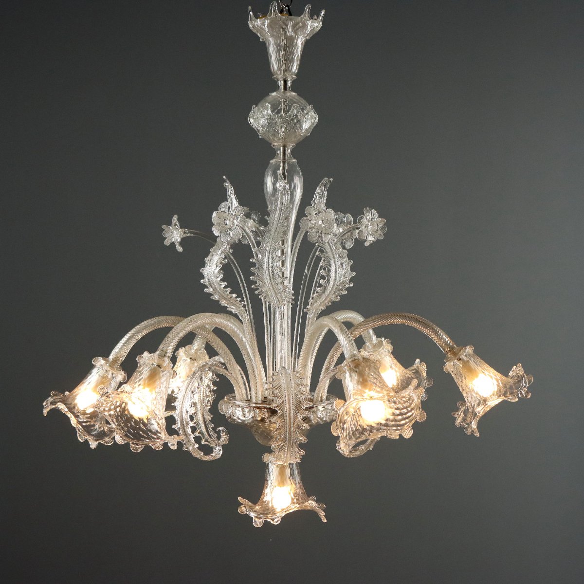 Lampadario in Vetro Soffiato di Murano Murano Fine XIX Secolo-photo-4