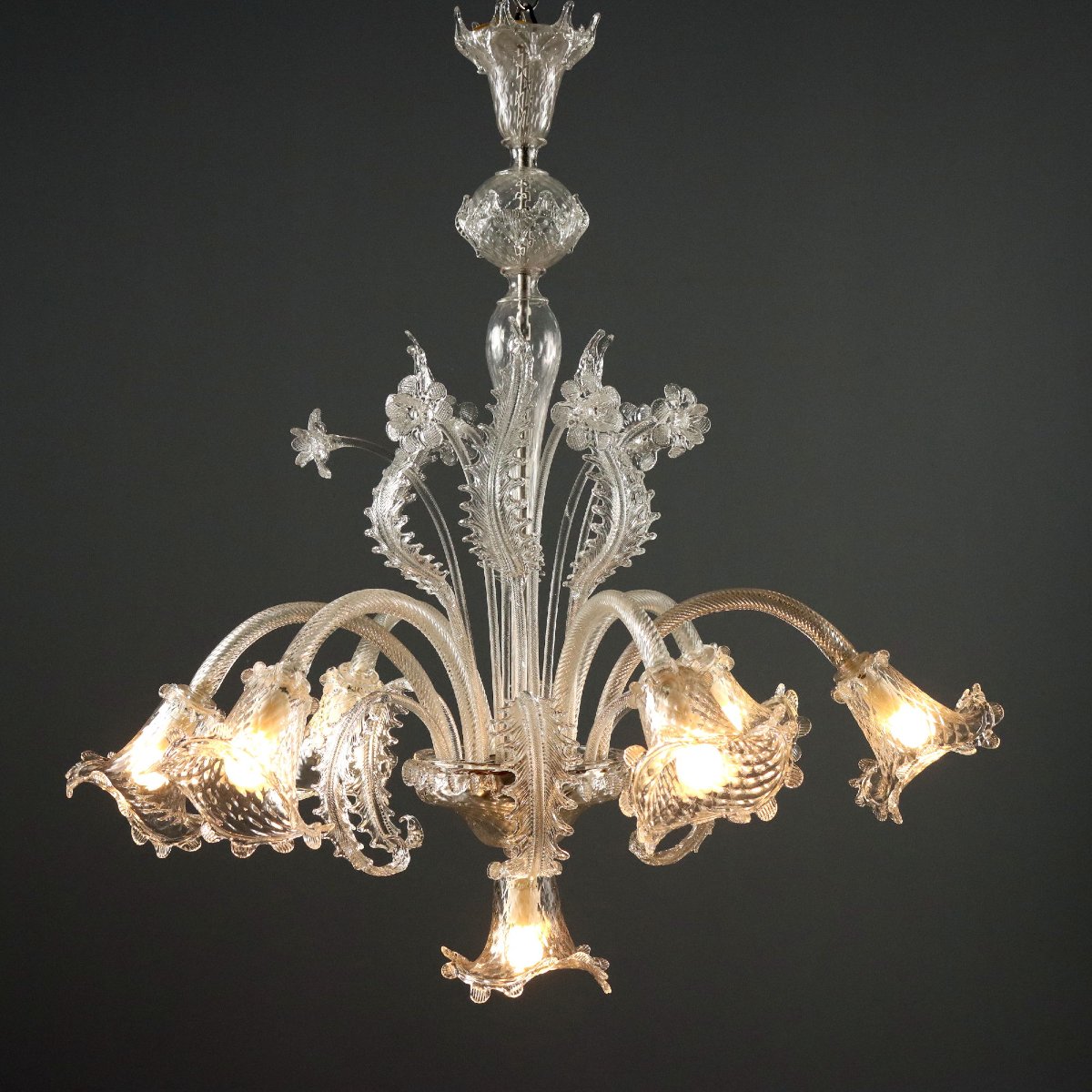 Lampadario in Vetro Soffiato di Murano Murano Fine XIX Secolo