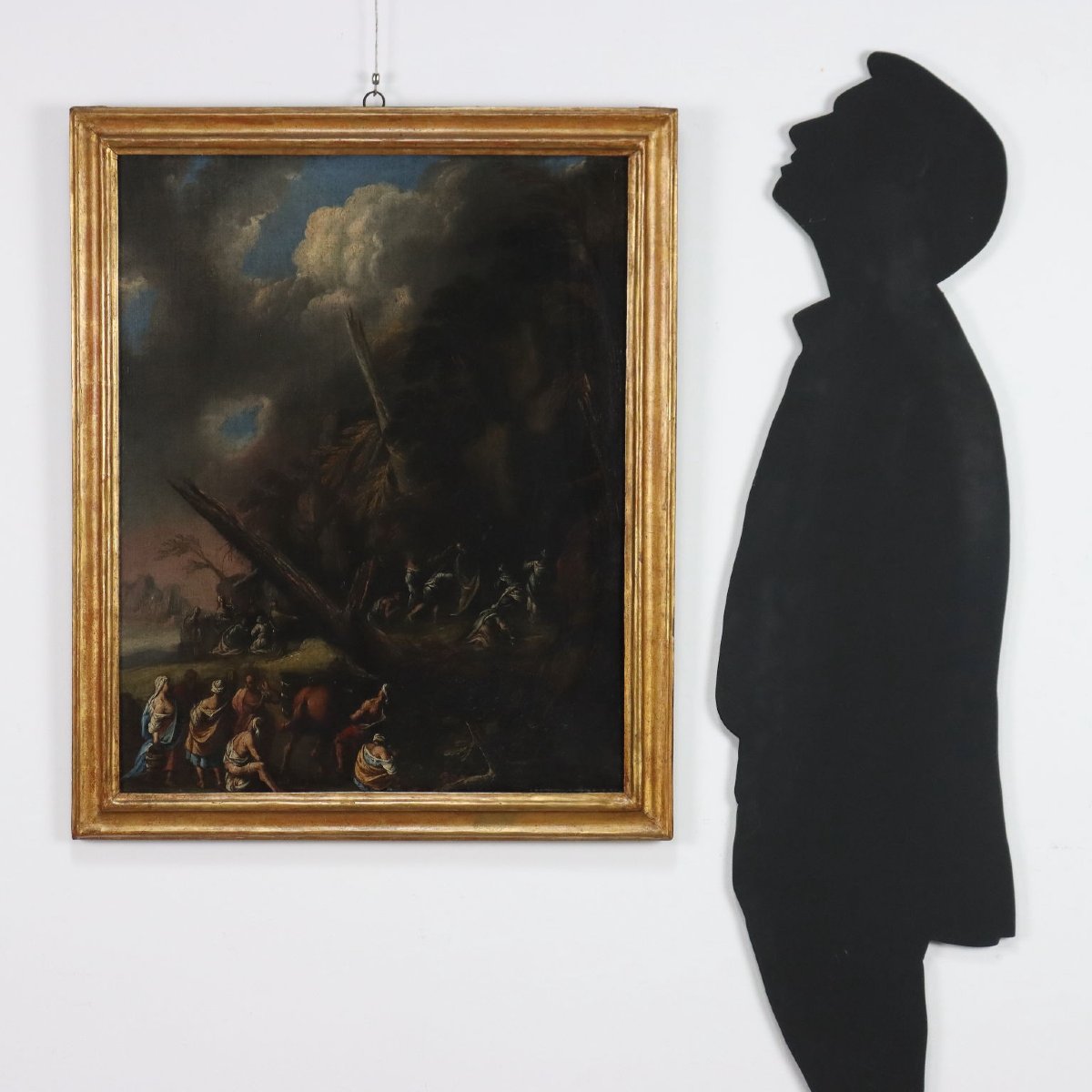 Quadro Antico Mosè fa Scaturire l'Acqua dalla Roccia XVII-XVIII Secolo Originale-photo-2
