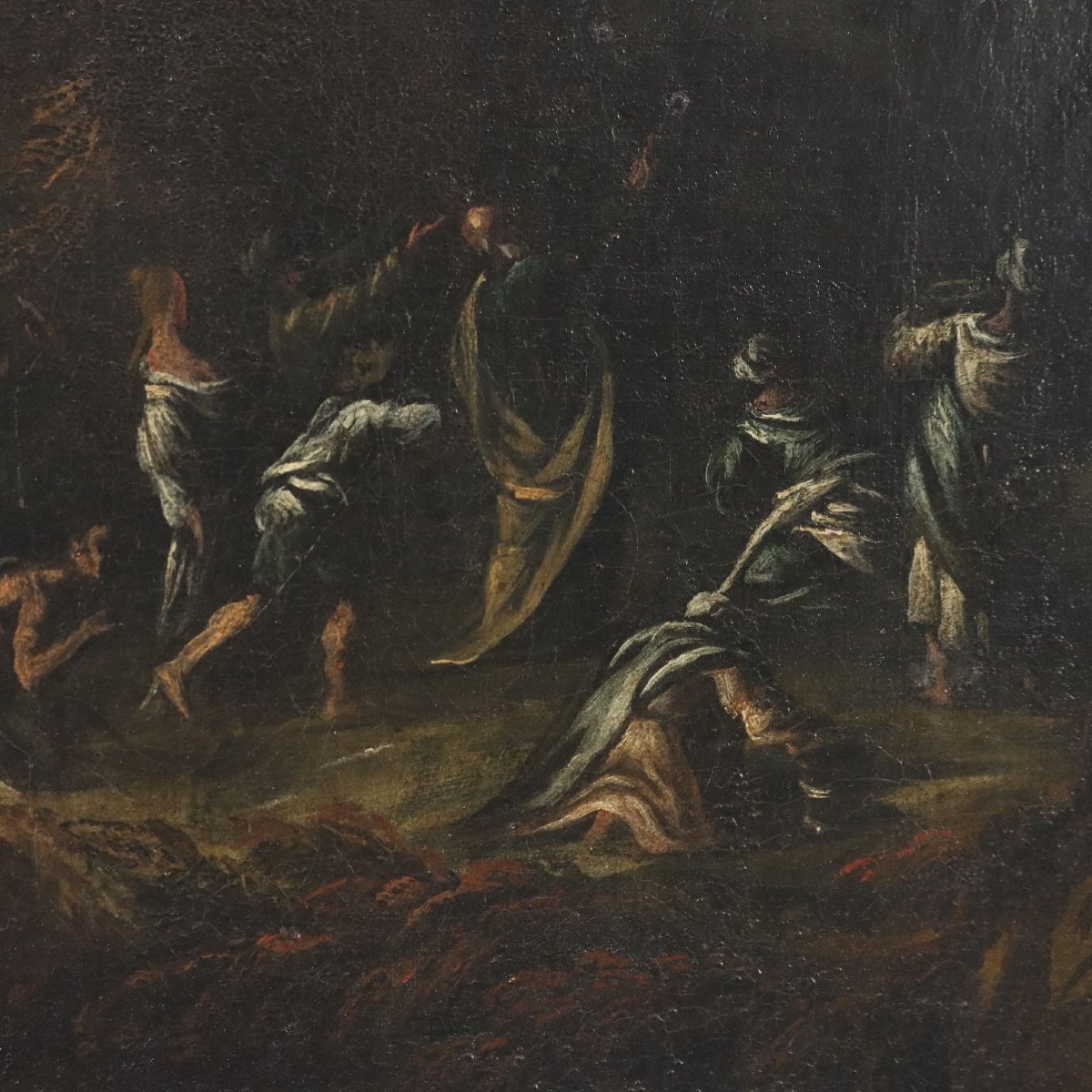Quadro Antico Mosè fa Scaturire l'Acqua dalla Roccia XVII-XVIII Secolo Originale-photo-1