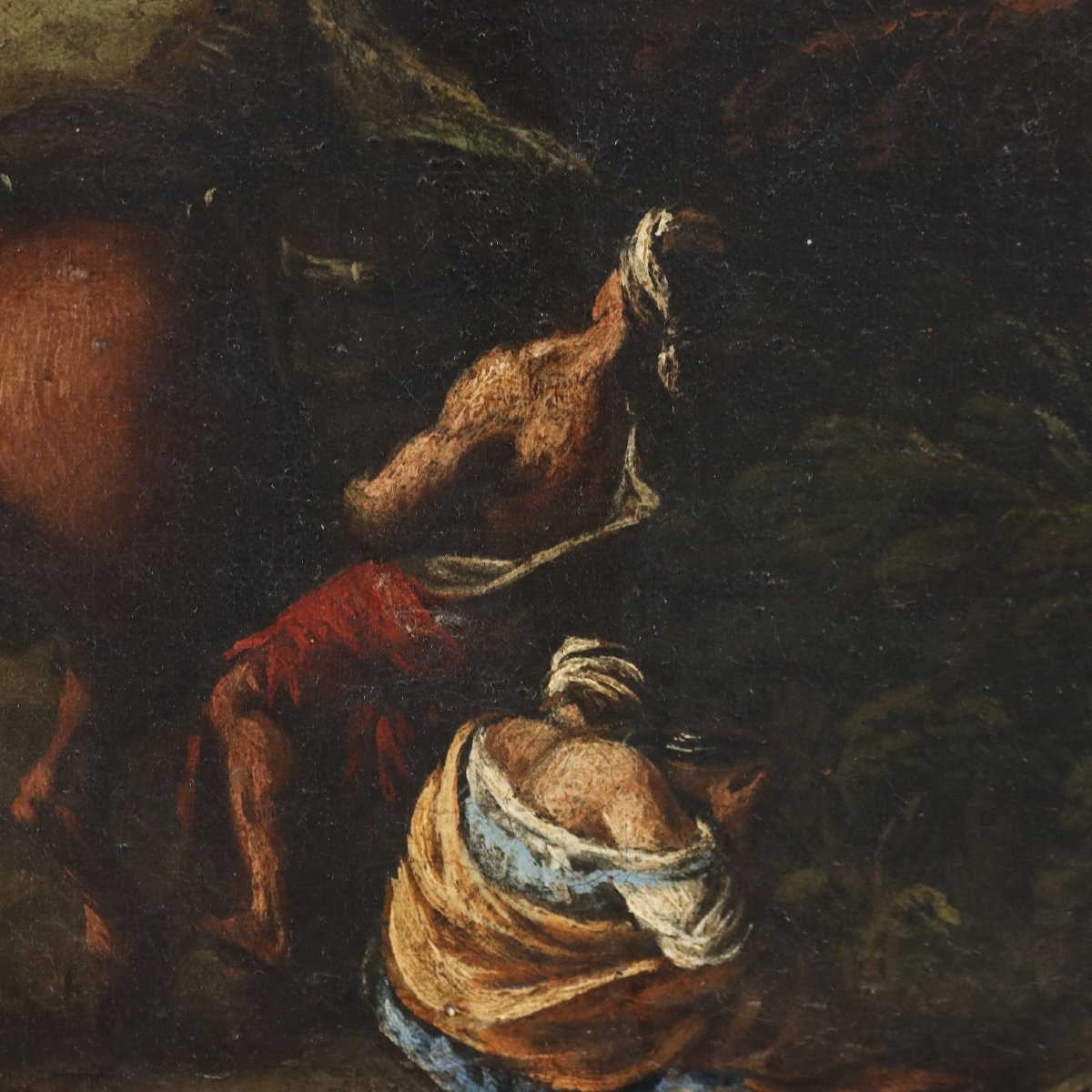 Quadro Antico Mosè fa Scaturire l'Acqua dalla Roccia XVII-XVIII Secolo Originale-photo-4